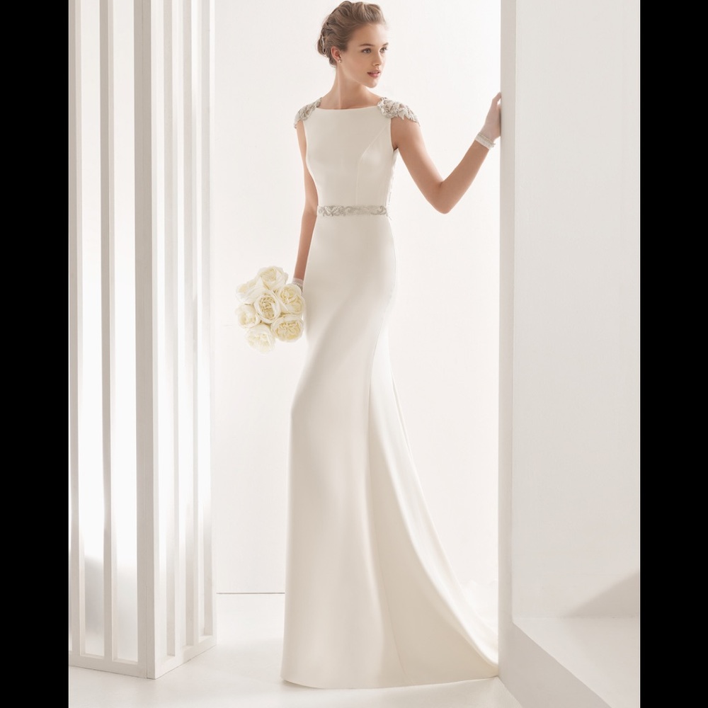 Rosa Clara naira beaded back crepe wedding gown